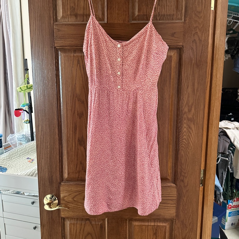 Gap Pink Ditsy Button-Front Slip Dress